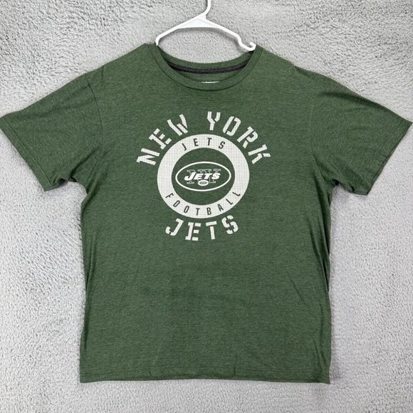 Majestic Shirt Adult Large Green Triple Peak New York Jets Tee Short Sleeve Mens - Picture 1 of 1